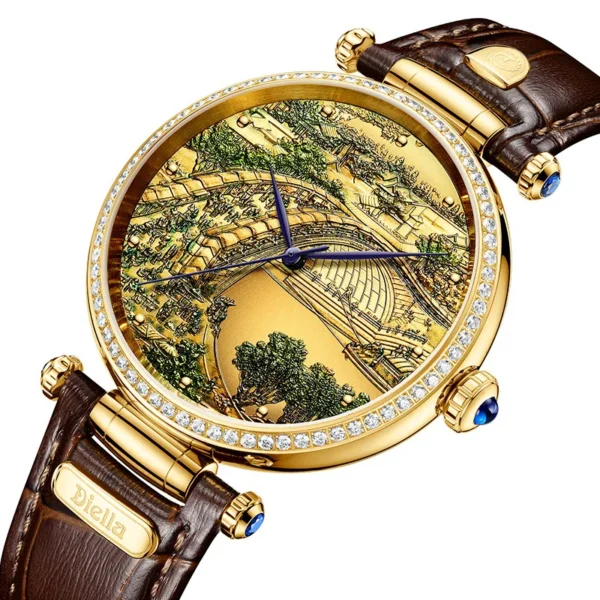 Top Luxury Pure Natural Jade Automatic Sapphire Qingming River Watch 1