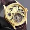 Luxury Gold Tourbillon Skeleton Top Brand Luminous Watch 1