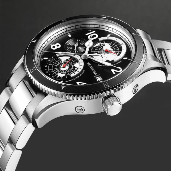 SEAKOSS Dual Earth 100m Diver Automatic 24h Calendar Watch 1