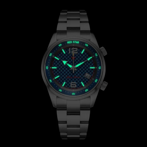 Red Star 42 mm Carbon Texture NH34 Automatic Calendar Luminous 2
