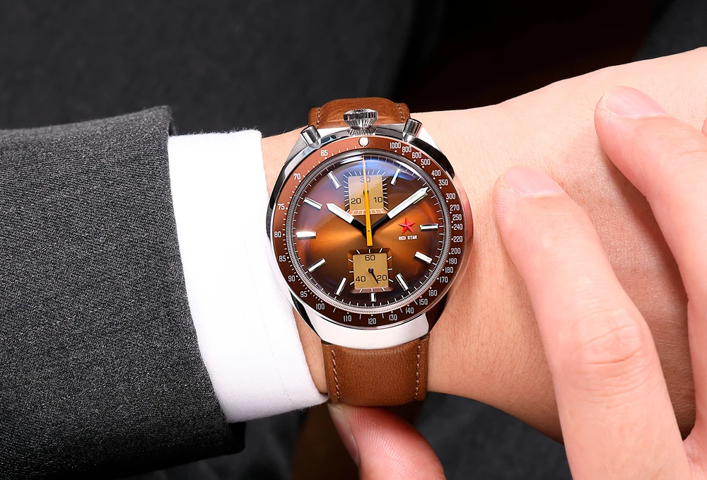 Red Star 1963 Original Bullhead Pilot Chronograph ST19 Super Luminous 27
