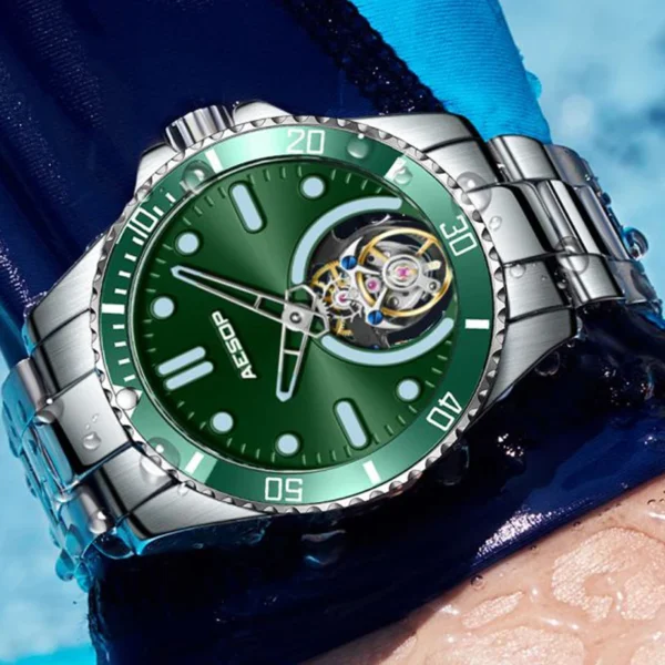 AESOP Green Water Ghost Tourbillon Skeleton Sapphire Super Luminous 1