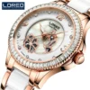 LOREO Brand Luxury Diamond Crystal Sapphire Mechanical Watch Women Leather Strap 50M Waterproof Fashion Skeleton Automatic Watch 4