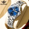OUPINKE Fashion Silver Blue Automatic Mechanical Watch Women's Watches Ladies Creative Steel Women's Bracelet Watches Female 1