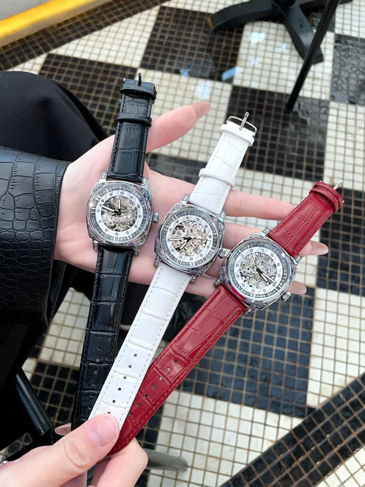2025 Latest Light Luxury Niche Women's Mechanical Watch Hollow Fully Automatic Mechanical Watch Belt Steel Belt Small 4