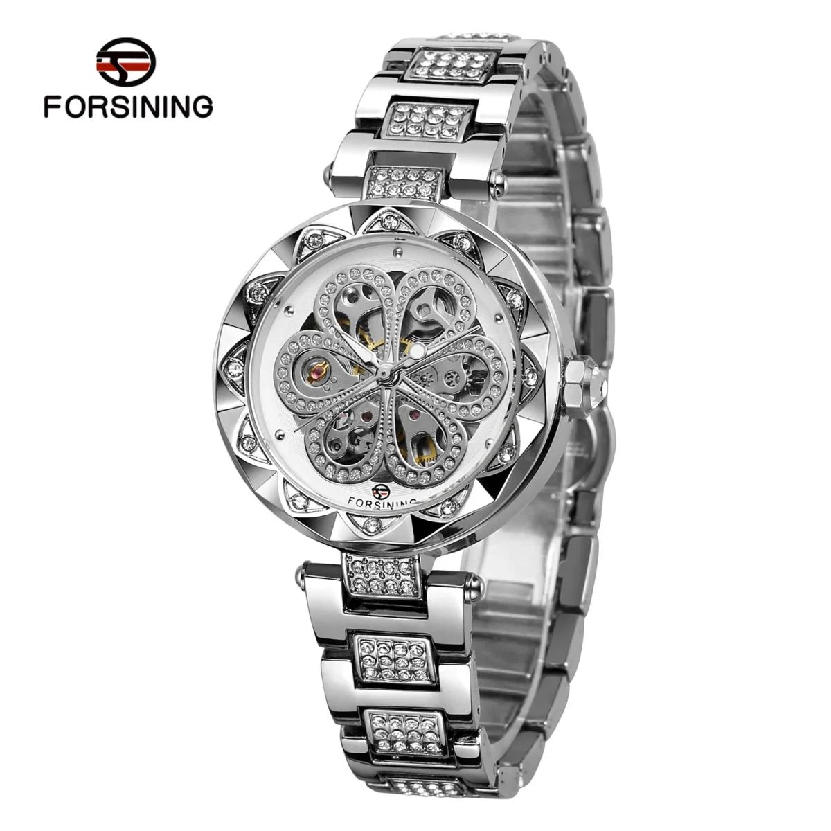 Forsining Fashion Classic Diamond Skeleton Automatic Women’s Luminous Watch 5