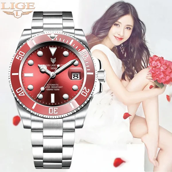 LIGE Luxury Top Brand Women Automatic Mechanical Watches Steel Watch Band Watch Waterproof Simple Watch For Women Gift for Women 1