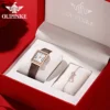 OUPINKE 3182 Simple Women's Watches Elegant Rectangular Dial Quartz Watch Leather strap Date Waterproof Original Lady Wristwatch 4