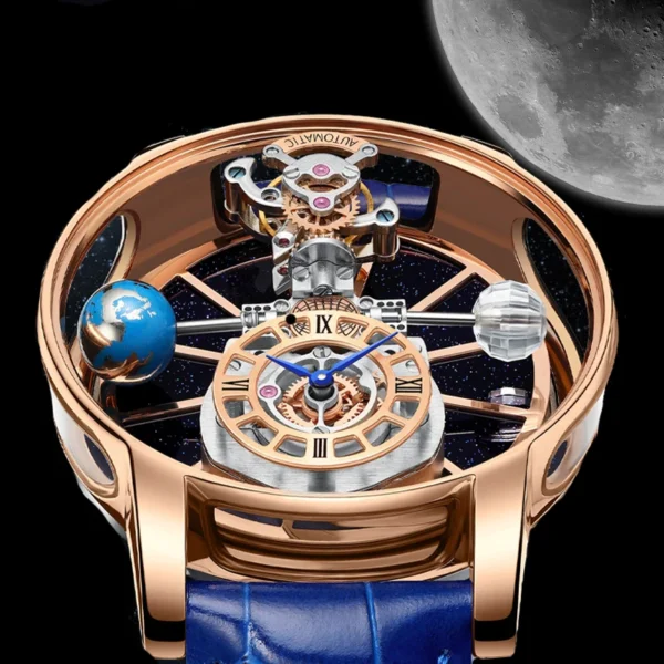 PINDU Design Celestial Starry Sky Crystal Quartz Curved Mirror Watch 2