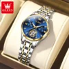 OLEVS Top Brand Luxury Mechanical Watch for Women's Tourbillon Automatic Wristwatch Ladies Waterproof Luminous Steel Strap Watches 4