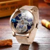 PINDU Design Celestial Transparent Globe Quartz Leather Water Resistant Watch 2