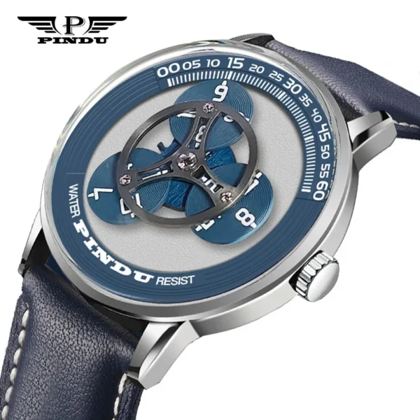 PINDU Design Unique Blue Luxury 42mm Mechanical Luminous Steel Watch 1