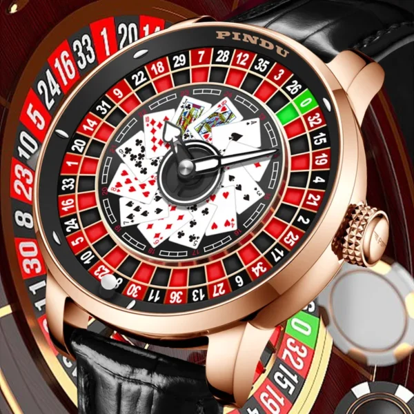 PINDU New NH35A Rotary Roulette Diamond Mechanical Leather Watch 1