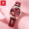 OLEVS Luxury Fashion Dragonfly Skeleton Automatic Women’s Leather Watch 3