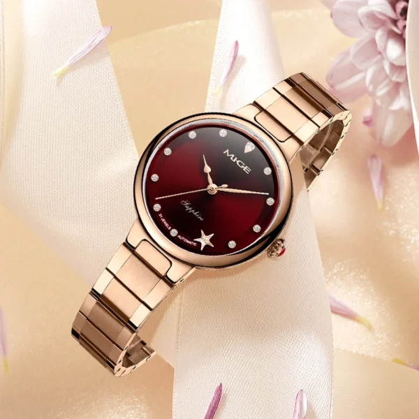 MIGE Original Miyota Automatical Mechanical Watch for Woman Waterproof Diamond Sapphire 18K Gold Stainless Steel Wristwatch 2