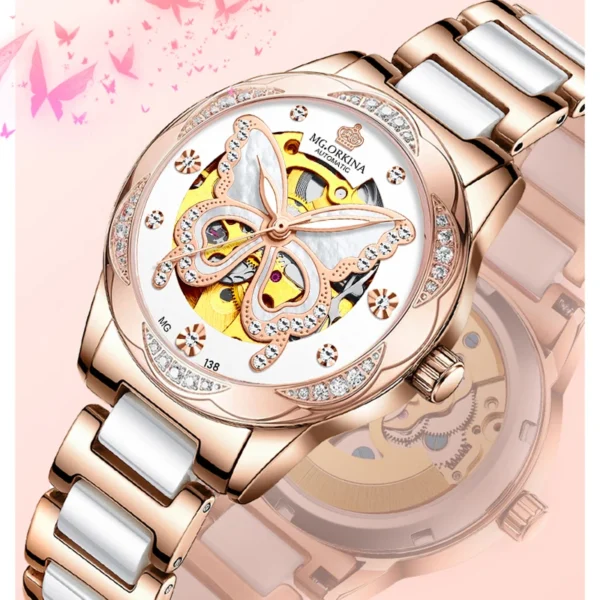 New Fashion Luxury Ceramic Hollow Automatic Women’s Waterproof Watch 2