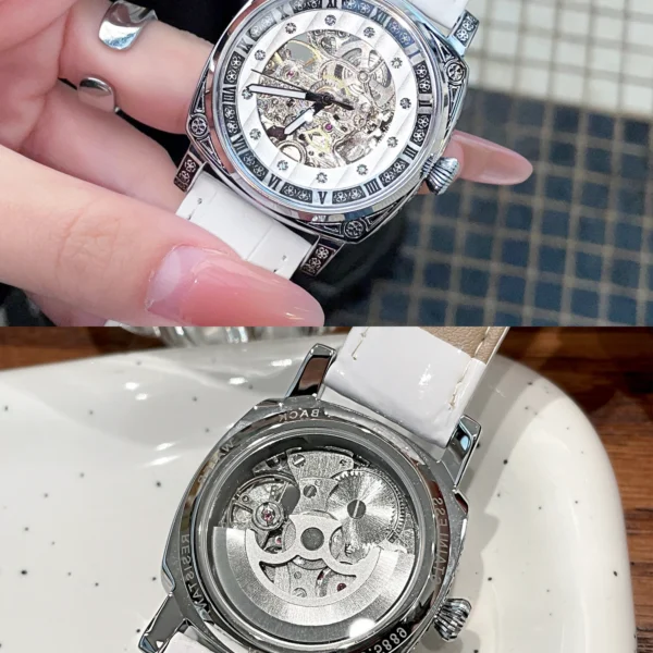 2025 Latest Light Luxury Niche Women's Mechanical Watch Hollow Fully Automatic Mechanical Watch Belt Steel Belt Small 2