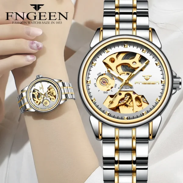 Luxury Elegant Bracelet Wristwatch Fashion Trend Automatic Mechanical Watches for Women's Dress Lady Self Winding Tourbillon Clock 1