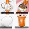 OLEVS Luxury Fashion Dragonfly Skeleton Automatic Women’s Leather Watch 6