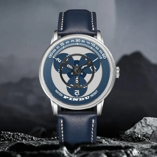 PINDU Design Unique Blue Luxury 42mm Mechanical Luminous Steel Watch 2