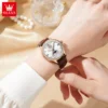OLEVS Original Brand Fashion Moon Phase Mechanical Watch Elegant Women's Watches Luxury Leather Waterproof Ladies Wristwatch 6