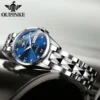 OUPINKE Fashion Silver Blue Automatic Mechanical Watch Women's Watches Ladies Creative Steel Women's Bracelet Watches Female 2