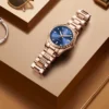 CARNIVAL New Luxury Rose Gold Blue Dial Automatic Women’s Dress Watch 6