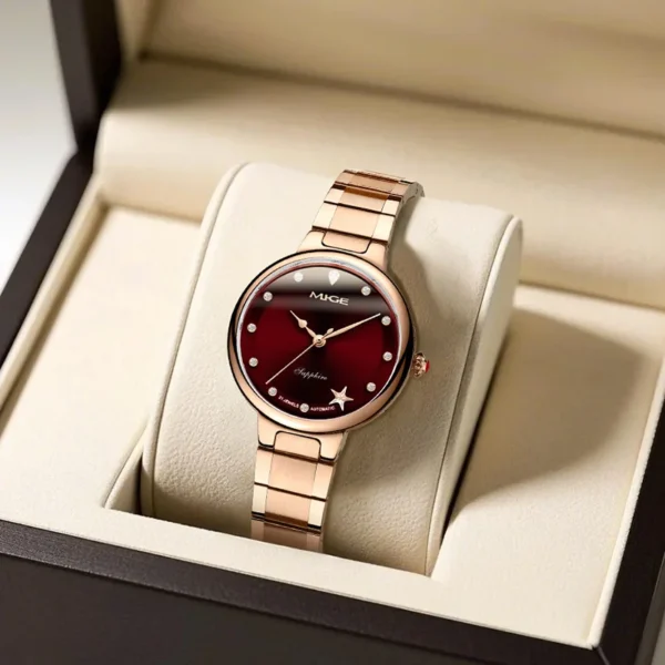 MIGE Original Miyota Automatical Mechanical Watch for Woman Waterproof Diamond Sapphire 18K Gold Stainless Steel Wristwatch 1