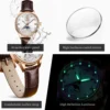 OLEVS Original Brand Fashion Moon Phase Mechanical Watch Elegant Women's Watches Luxury Leather Waterproof Ladies Wristwatch 3