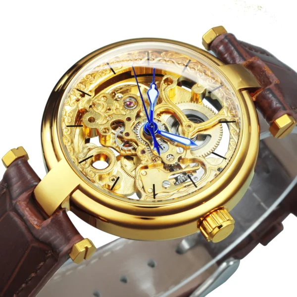 Forsining Fashion Luxury Skeleton Luminous Gold Automatic Women’s Watch 1