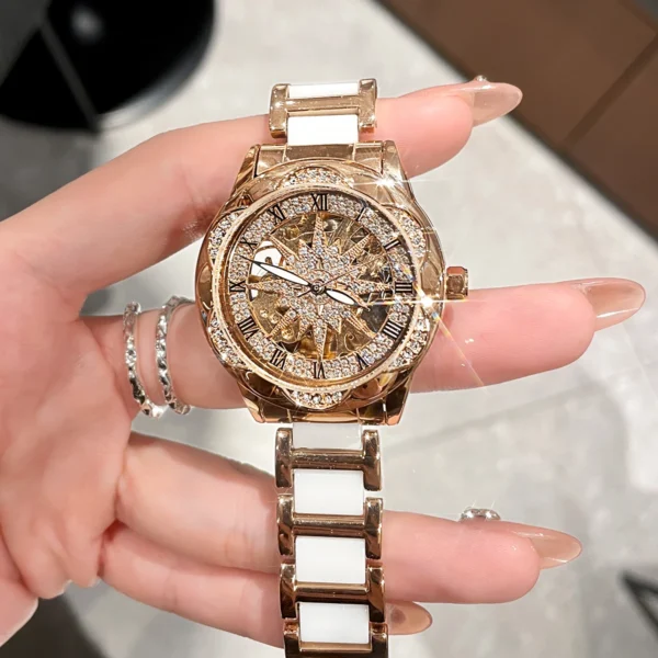 High-End Sunflower Light Luxury Niche Art Red Mechanical Women’s Watch 1