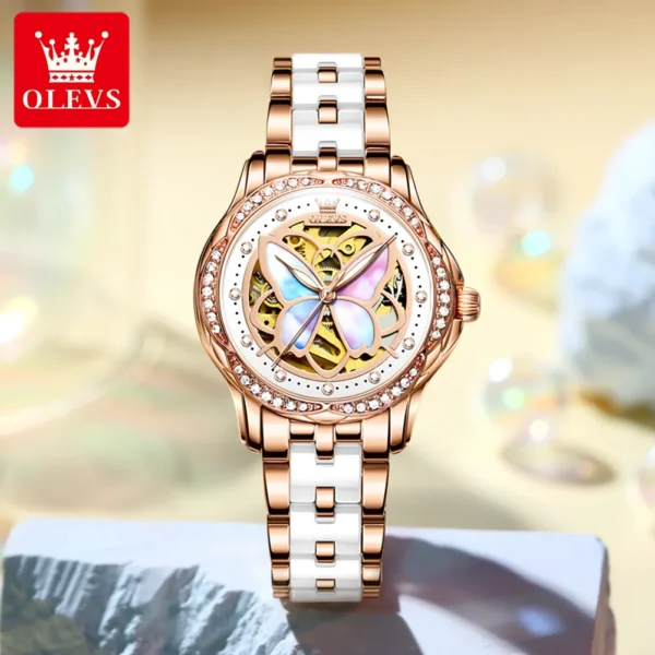 OLEVS 6615 Top Original Luxury Elegant Diamond Butterfly Women’s Watch 2