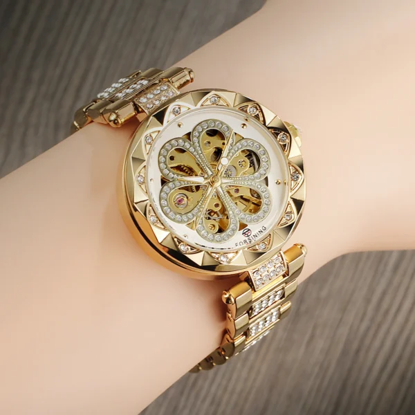 Forsining Fashion Classic Diamond Skeleton Automatic Women’s Luminous Watch 1