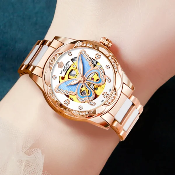 ORKINA New Luxury Ceramic Diamond Butterfly Automatic Women’s Watch 1