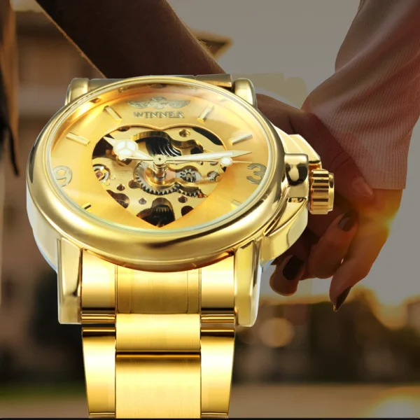 WINNER Top Brand Luxury Gold Skeleton Automatic Elegant Women’s Watch 2