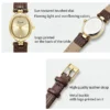 Quartz Watch for Women's Miyota Movement Retro Round Watch with Brushed Dial and Leather Strap 10 Meter Water Repellent 6