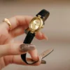 Quartz Watch for Women's Miyota Movement Retro Round Watch with Brushed Dial and Leather Strap 10 Meter Water Repellent 3
