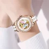OLEVS Colorful Butterfly Fashion Ceramic Automatic Women’s Waterproof Watch 4