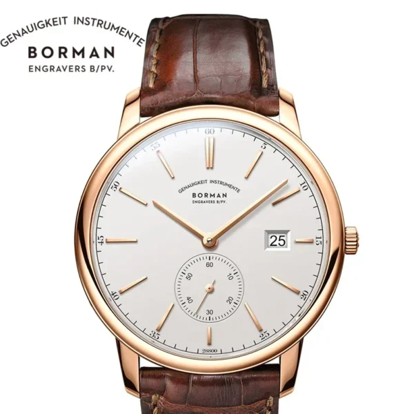 BORMAN Luxury Mens Automatic Mechanical Watch Rose Gold Case Sub Dial Sport Watches Genuine Leather High Quality Gentleman Clock 1