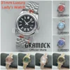 Gramock 31mm Lady's Luxury NH05 Mechanical Automatic Diving Wristwatch Stick Mark Sunburst Dial Luminous Round Bezel Women's Watch 1