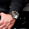 PINDU Design Celestial Curved Mirror Transparent Roman Leather Watch 4