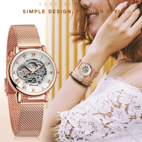 2024 High-End Luxury Steel Skeleton Fashion Women’s Mechanical Watch 2