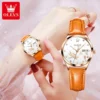 OLEVS Luxury Fashion Dragonfly Skeleton Automatic Women’s Leather Watch 1