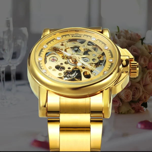 WINNER Luxury Watches Women Fashion Gold Watch 2023 Casual Skeleton Wristwatch Ladies Watch Rose Golden Gift relojes para mujer 2