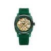 New Women's Gold Green Tape Simple Style Fashionable Gorgeous Luminous Carving Fully Automatic Mechanical Watch 6