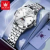 OLEVS Fashion Elegant Women's Watches Waterproof Moon Phase Automatic Mechanical Watch Date Silver Stainless Steel Watch  7041 1