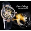 Forsining 2019 Elegant Women Diamond Skeleton Display Design Luxury Lady Automatic Watches Luminous Hands Black Genuine Leather 3