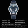 PINDU Luxury Rotating Dial Mechanical Watch Miyota 8215 Luminous Steel 5