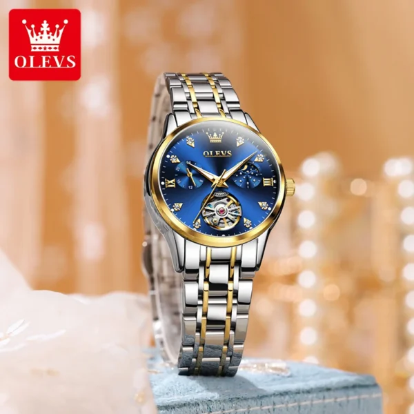 OLEVS 6608 Luxury Business Skeleton Automatic Women’s Stainless Steel Watch 2