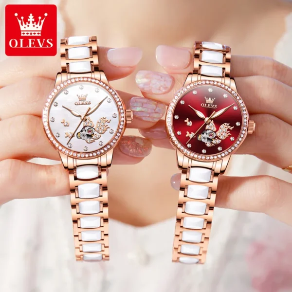 Relogio Women OLEVS Bracelet Watches Luxury Fashion Automatic Mechanical Watch Simple Ladies Watch Female Clock Wrist Watch 1